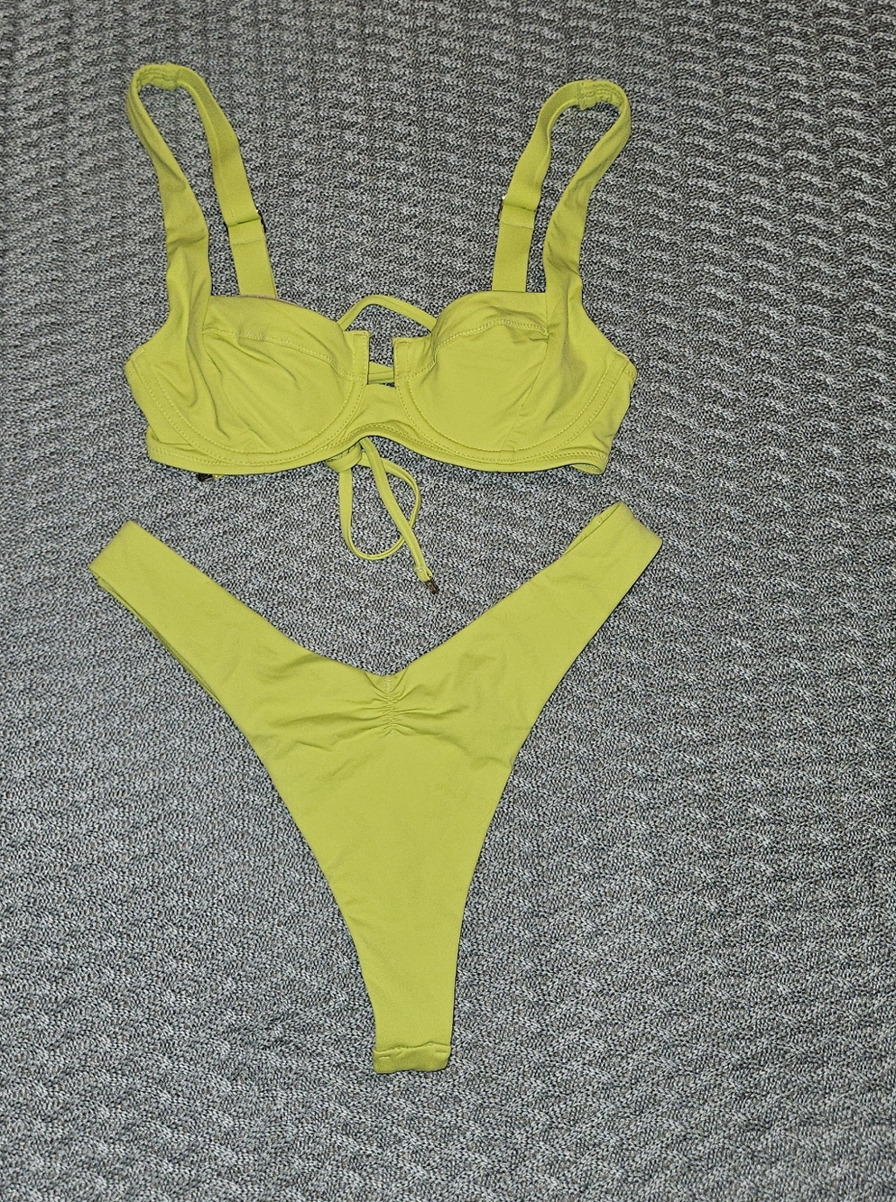 Victoria's Secret Neon Green/Yellow Bikini Thong Set